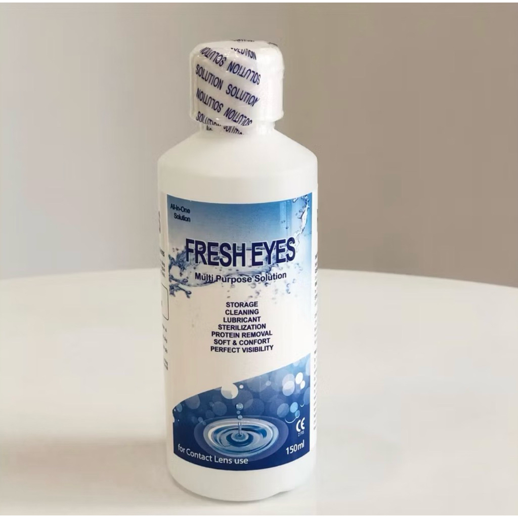 Nước ngâm lens Hàn Quốc Fresh Eyes 150ml và nước nhỏ mắt chuyên dụng Hàn Quốc Fresh Eye 13ml