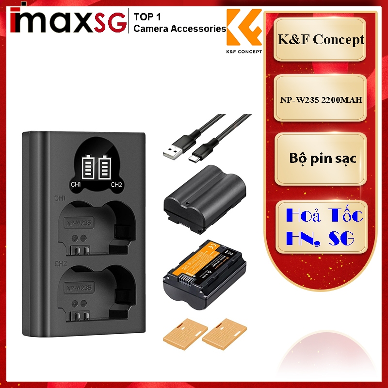 BỘ PIN SẠC MÁY ẢNH K&F CONCEPT NP-W235 2200MAH