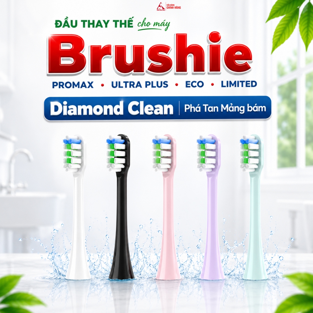 Cho đầu bàn chải điện Brushie Promax Ultra Plus Eco Limited Minh House Diamond Clean Tẩy Cao Răng
