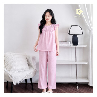 Đồ bộ nữ quần dài 9 tấc chất kate cotton hàn mềm mịn, thoáng mát, họa tiết chấm bi Đan Chi Closet