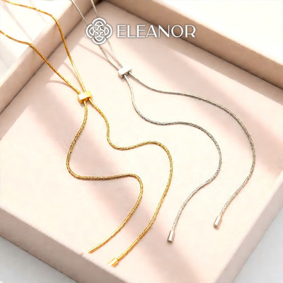 Dây chuyền nữ titan Eleanor Accessories mặt dây rút vòng cổ dáng dài độc lạ phụ kiện trang sức 11815