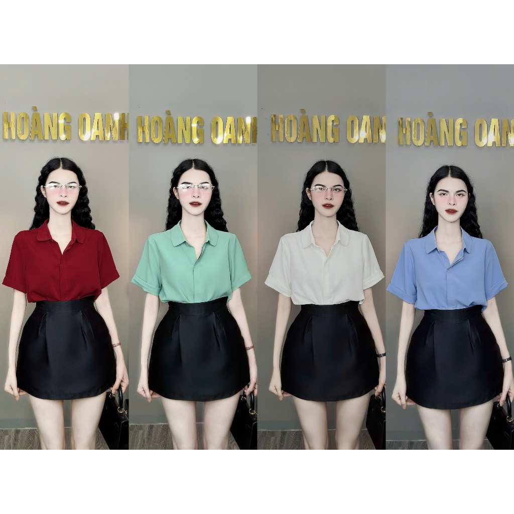 Áo sơ mi cộc tay, áo sơ mi lụa trơn