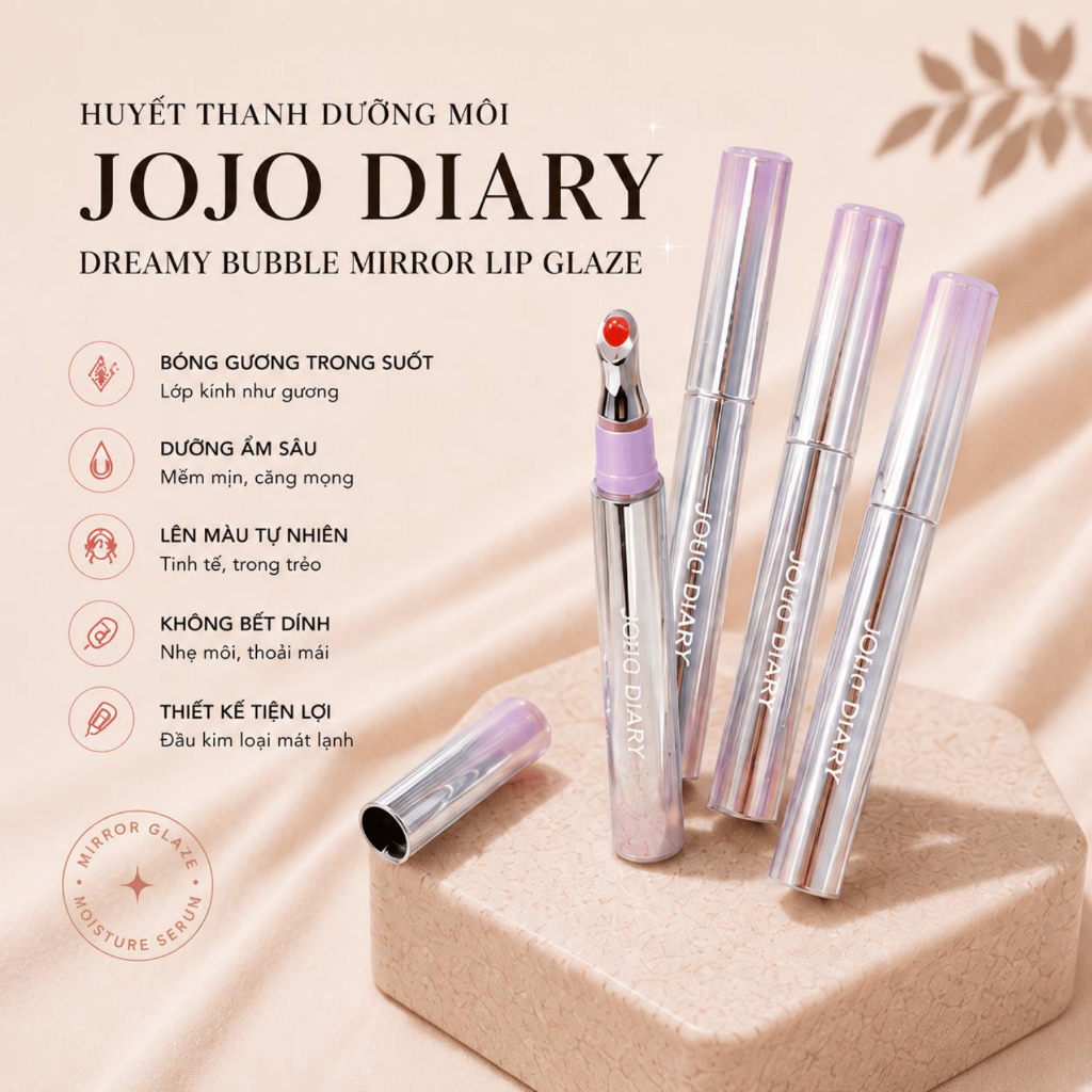 Huyết Thanh Dưỡng Môi JOJO DIARY Bubble Mirror Lip Glaze