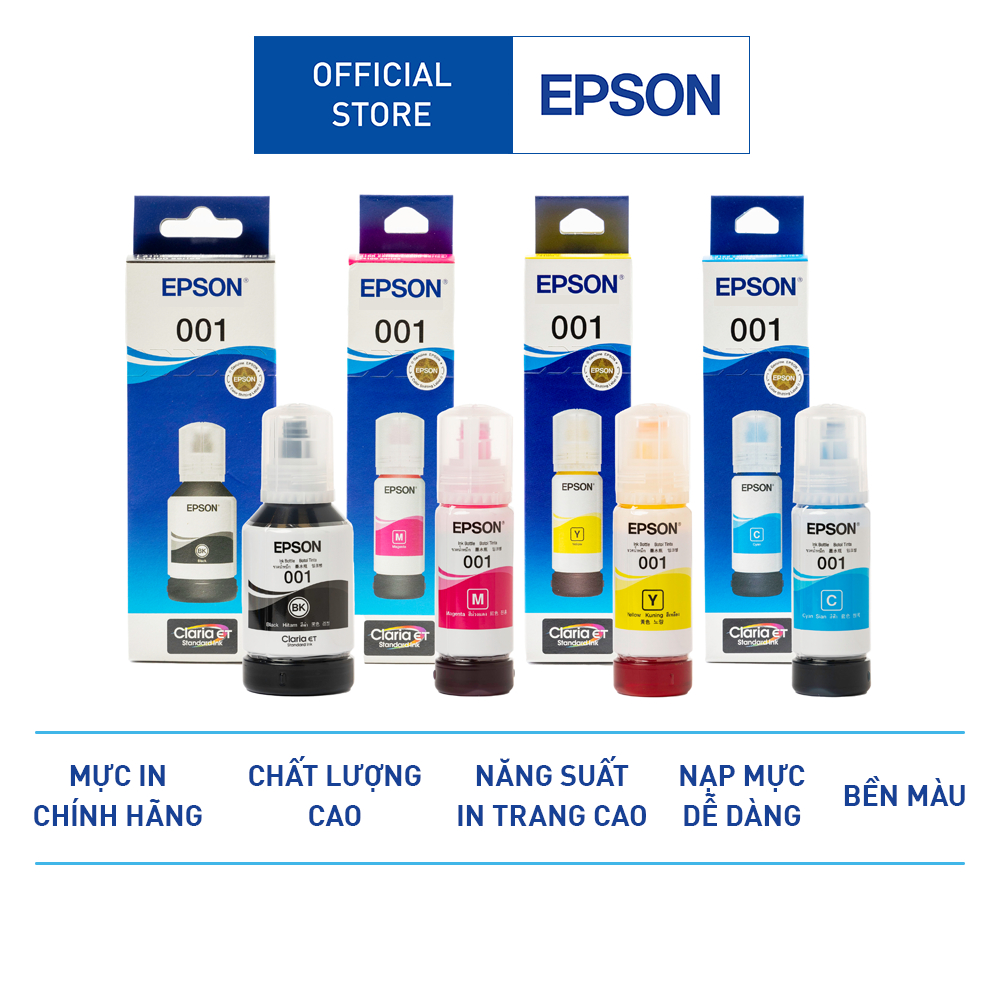 Mực In Cao Cấp Epson 001 Dùng Cho Máy L4150/L4160/L6160/L6170/L6190/L4260/L4266/L6260/L6270/L6290/L1