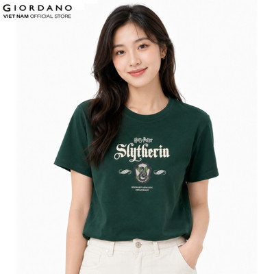 [GIORDANO x HARRY POTTER]  Áo Thun Nữ Ngắn Tay Cổ Tròn In Hình Boyfriend Fit Printed Tee 5395285