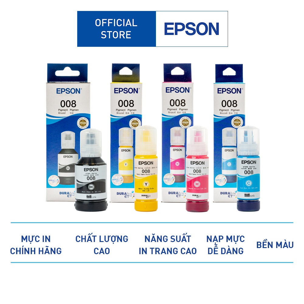Mực Epson 008 Dùng Cho Máy L6460,L6490,L6570, L6580, L15150, L15160 Màu In Sắc Nét Tích Hợp Khả Năng