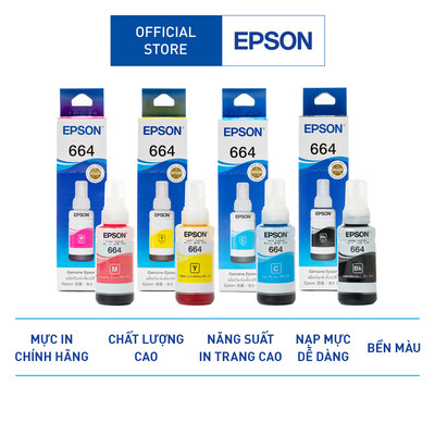 Mực Máy In Chính Hãng Epson T664 Dùng Cho Máy L310/L360/L1300/L120/L121/L1300... Giúp Chất Lượng Hình In Sống Động