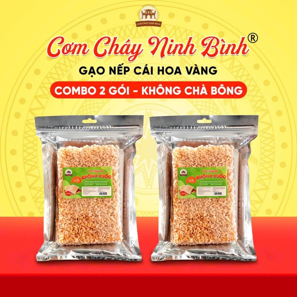 (2 Gói 200gr) Cơm Cháy "KHÔNG CHÀ BÔNG" - Nếp Cái Hoa Vàng - 4 Hương Vị Đặc Trưng - Giòn Rụm