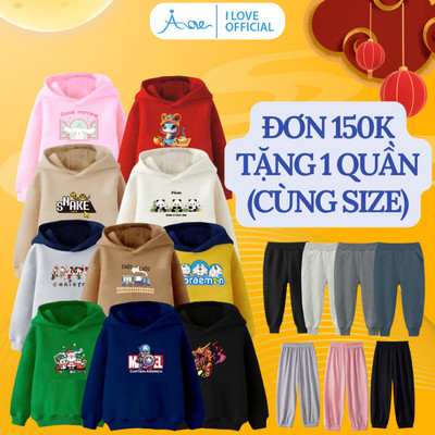 [Xả Tri Ân] Áo HOODIE cho bé AORE, Áo nỉ da cá dài tay có mũ chất mềm mịn in hình độc đáo cho bé trai, bé gái từ 10-35kg