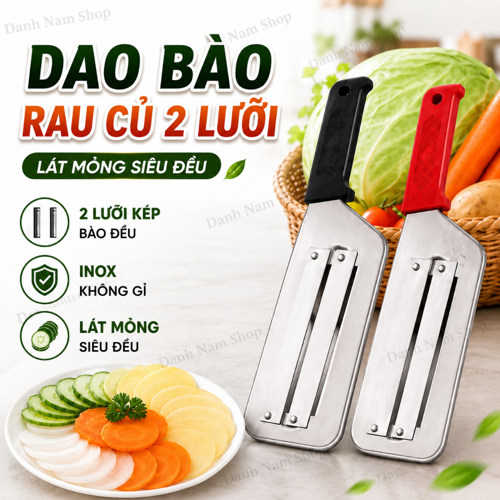 Dao Thái Lát Rau Củ 2 Lưỡi - Dao Bào Rau Củ 2 Lưỡi - Dao 2 Lưỡi Bào Rau Củ - Dao 2 lưỡi cắt rau củ