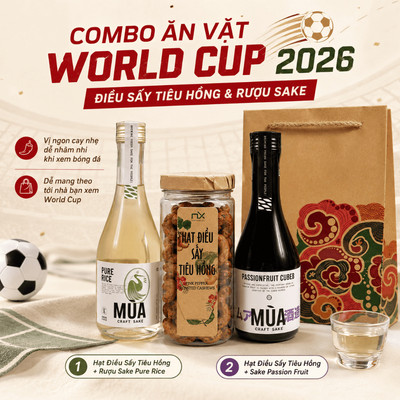 Combo Ăn Vặt World Cup, Điều Sấy Tiêu Hồng, Rượu Sake, Ăn Vặt Cùng World Cup, Điều Loại 1