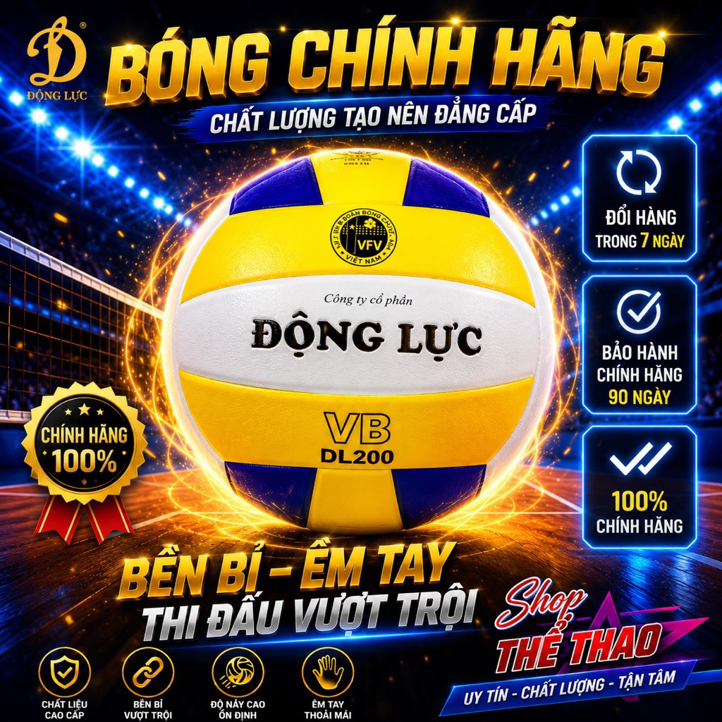Bóng Chuyền Động Lực DL200 - Tặng Kim Bơm + Lưới Đựng Bóng
