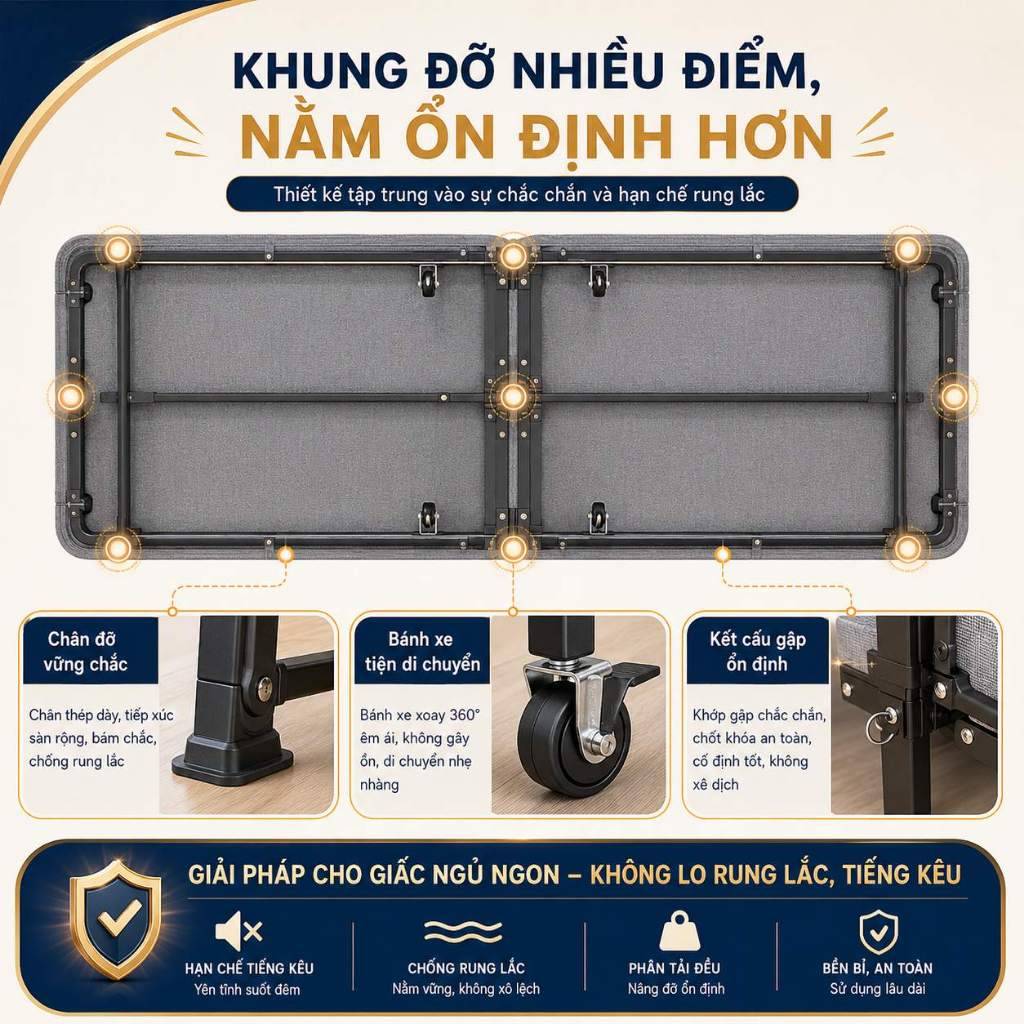 HEINO Giường gấp gọn văn phòng thông minh Có Bánh Xe Khung Thép lợi cho dân văn phòng ngủ trưa | BigBuy360 - bigbuy360.vn