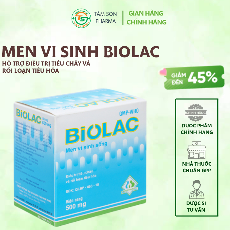 Men vi sinh đường ruột BIOLACHộp 100 viên