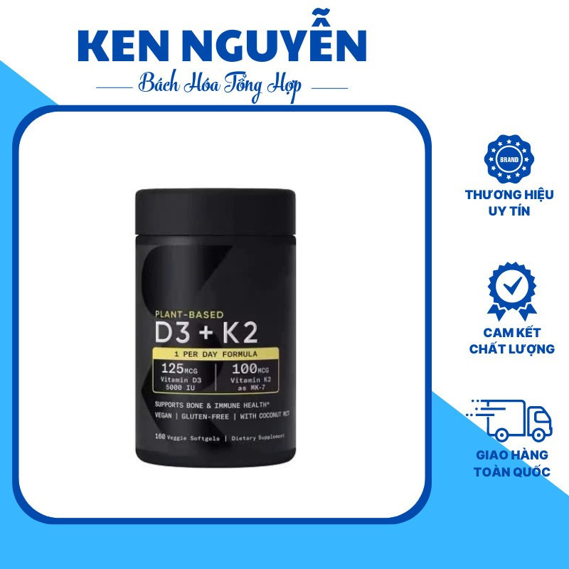 Viên Uống Bổ Sung Vitamin Hỗ Trợ Xương Khớp SR Plant-Based D3 + K2 160 viên