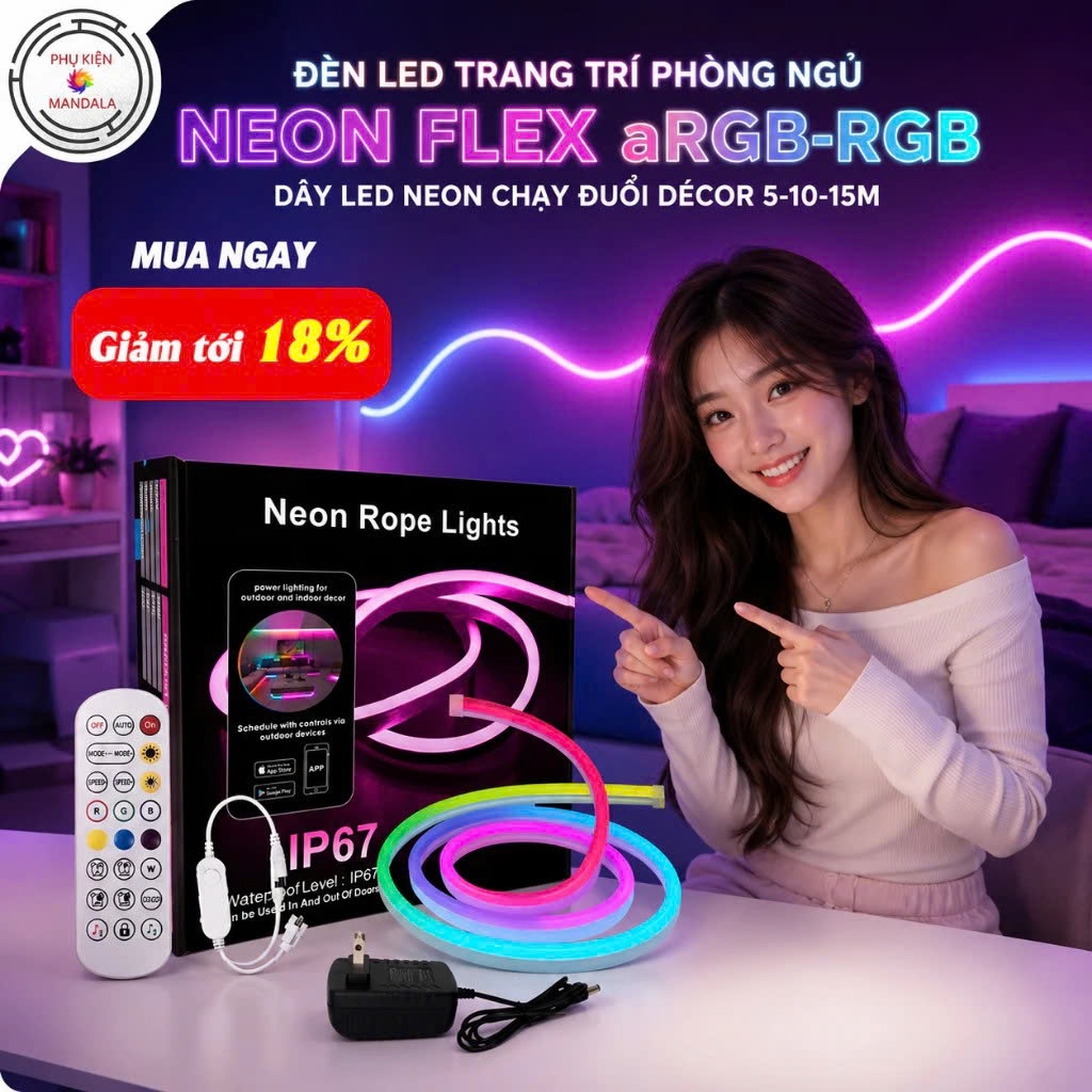 Đèn led NEON FLEX aRGB Dây đèn neon chạy đuổi trang trí phòng ngủ, decor phòng khách 5-10-15m cao cấ