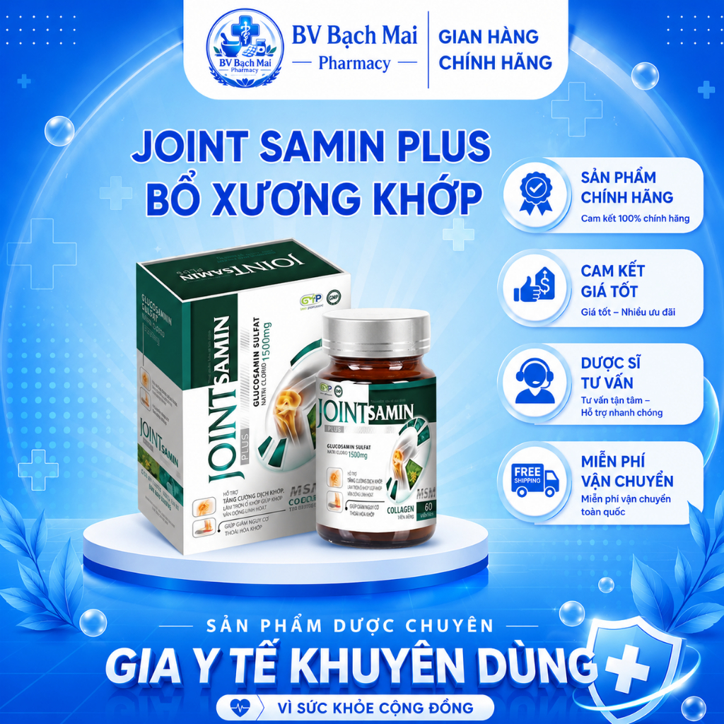 Joint Samin Plus (hộp 60 viên) bổ khớp hỗ trợ giảm nguy cơ thoái hóa khớp