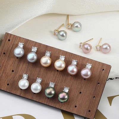Bông Tai Ngọc Trai 8ly Nhiều Màu Tùy Chọn Trẻ Trung, Xinh Xắn, Sang Trọng - Ngọc Trai Trường Thịnh