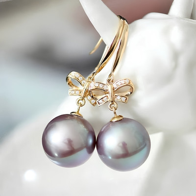 Bông Tai Đính Ngọc Trai Tím Đậm 10ly Tinh Tế, Thời Trang - Ngọc Trai Trường Thịnh