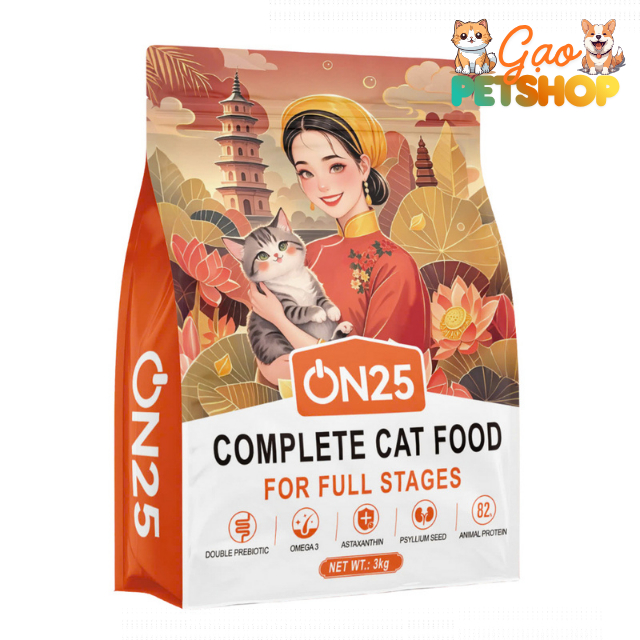 [3kg] Hạt Cho Mèo ON25 CAT - Giúp Sáng Mắt, Lông Mượt, Phân Khô