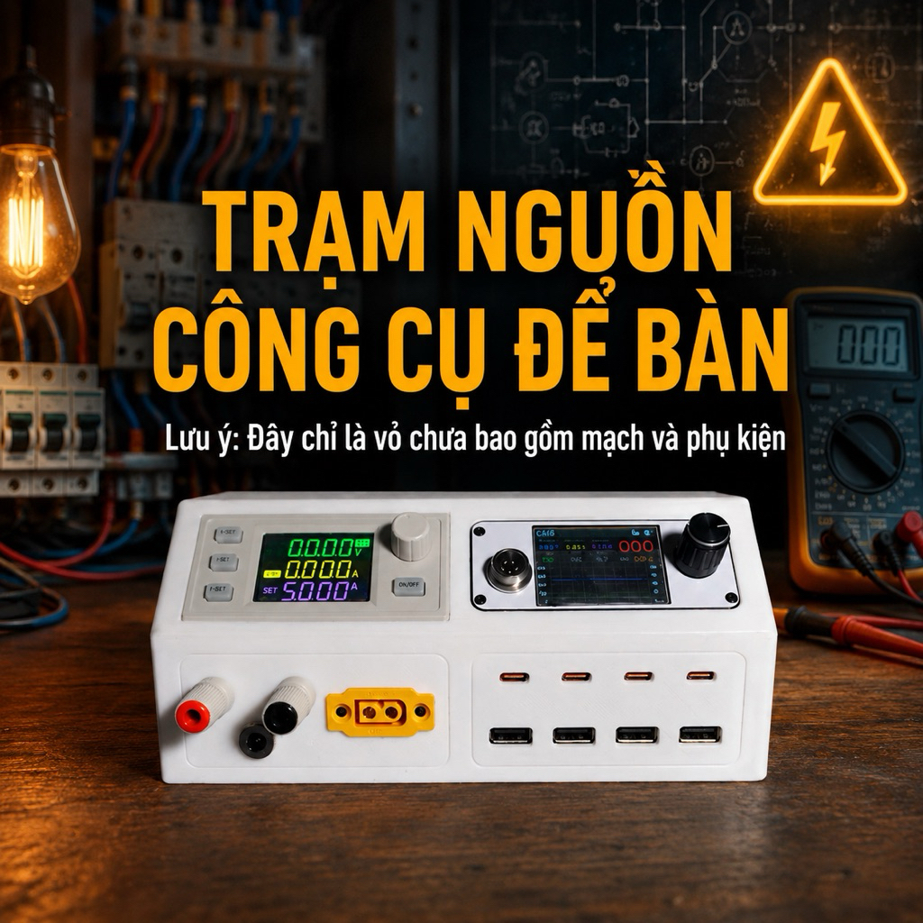 [DIY] Vỏ Trạm Nguồn Để Bàn Đa Năng - Tích Hợp Sạc Nhanh PD65W & Nguồn Điều Chỉnh SK120X