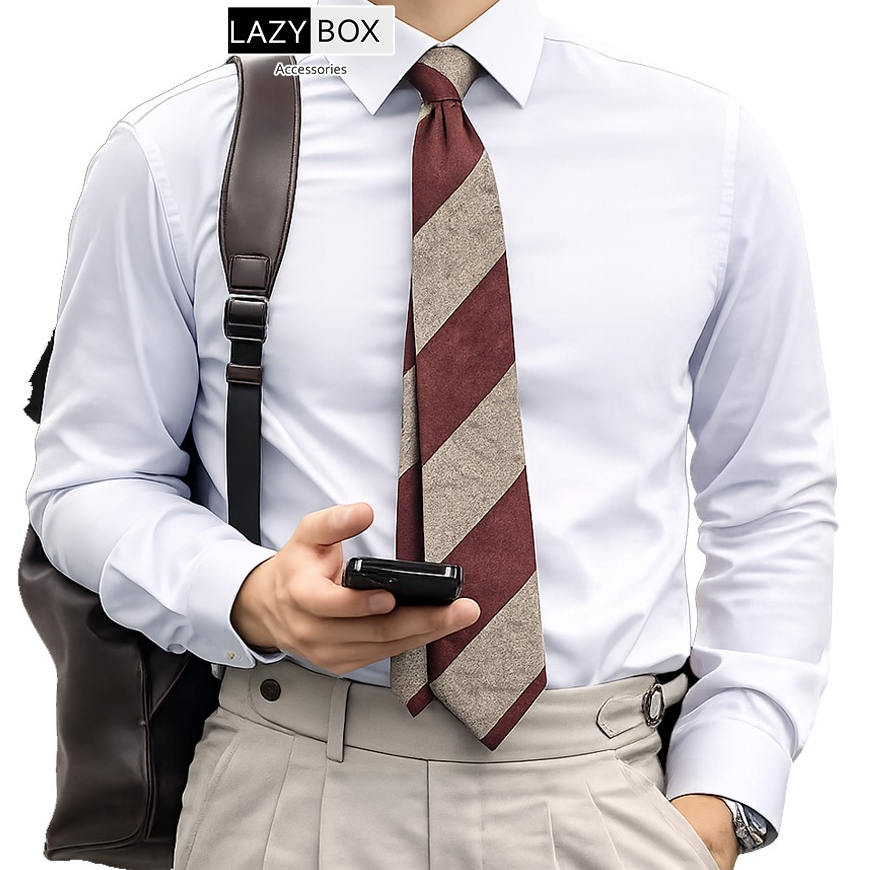 Cà vạt caravat cho nam tie LAZYBOX công sở, Sartorial guys ( bản 8cm) - CV7- Đỏ be