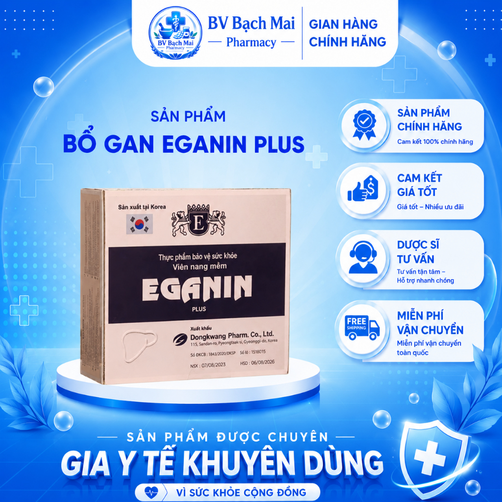 [HÀNG CHÍNH HÃNG] Viên uống Eganin Plus, Hỗ trợ giải độc và bảo vệ gan, giúp tăng cường chức năng ga