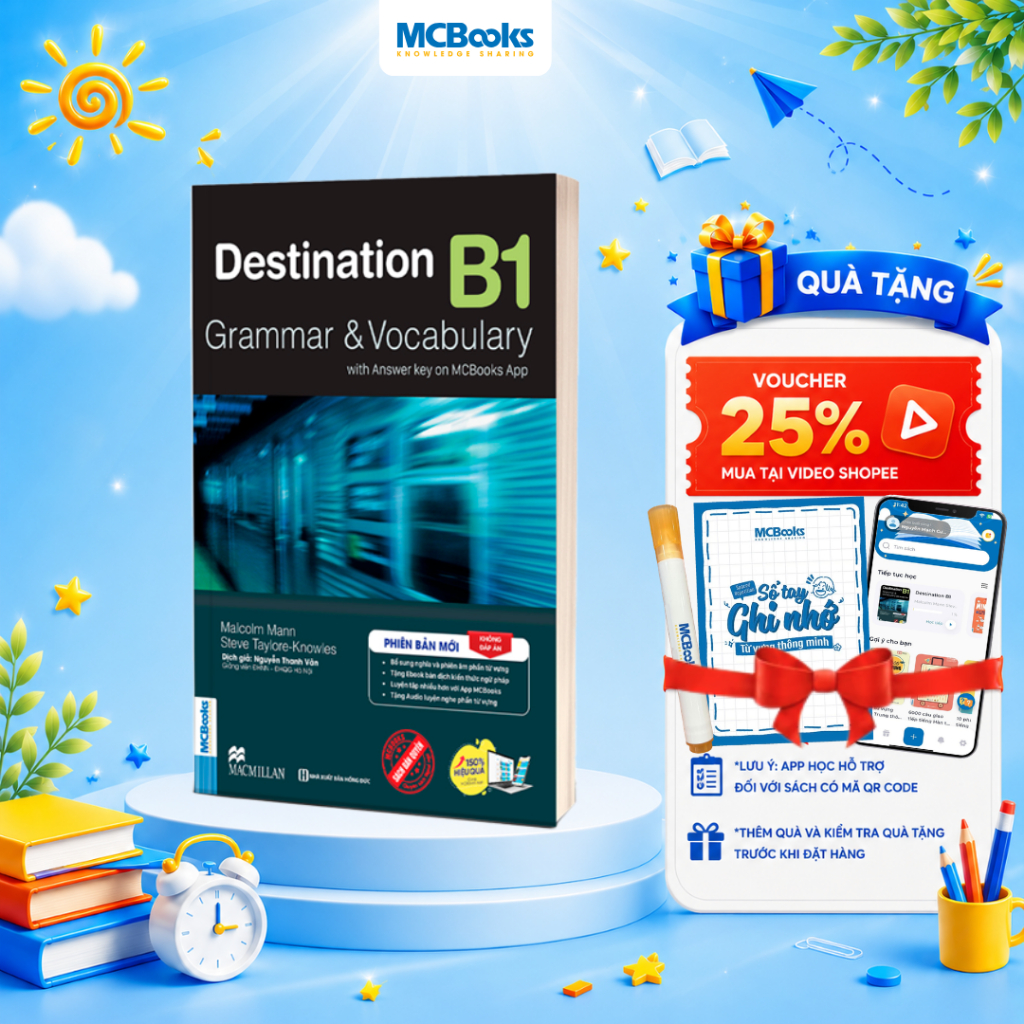 Sách- Destination B1: Grammar & Vocabulary được thiết kế dành cho những người chuẩn bị thi B1 - Đáp 