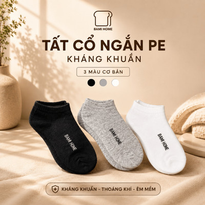 Tất cổ ngắn PE kháng khuẩn - thương hiệu BAMI HOME T01
