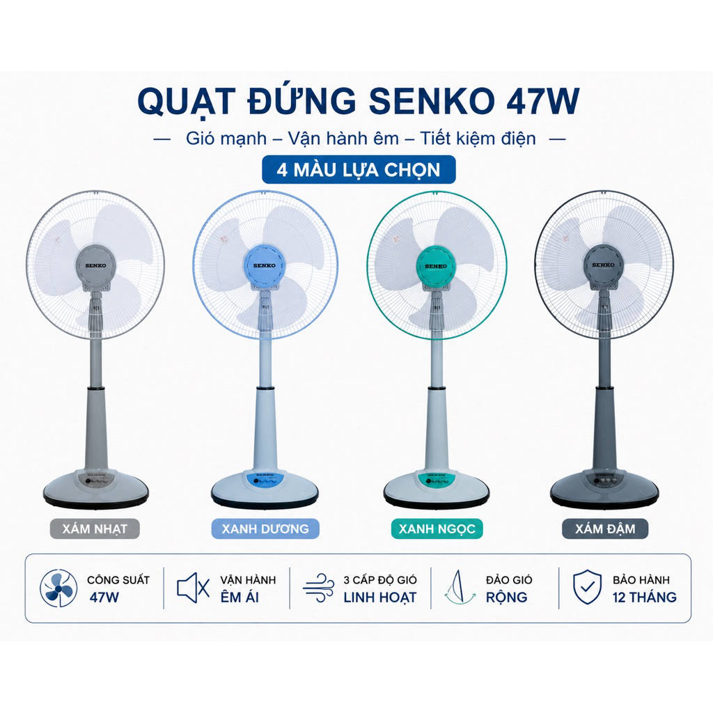 Quạt lỡ Senko L1638-Quạt đứng Senko 47w Bảo hành 12 tháng