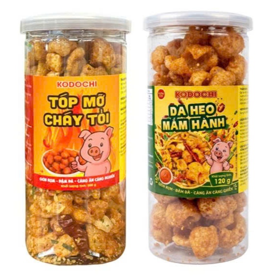 Tóp mỡ cháy tỏi/Da heo mắm hành Kodochi hũ 200g/120g