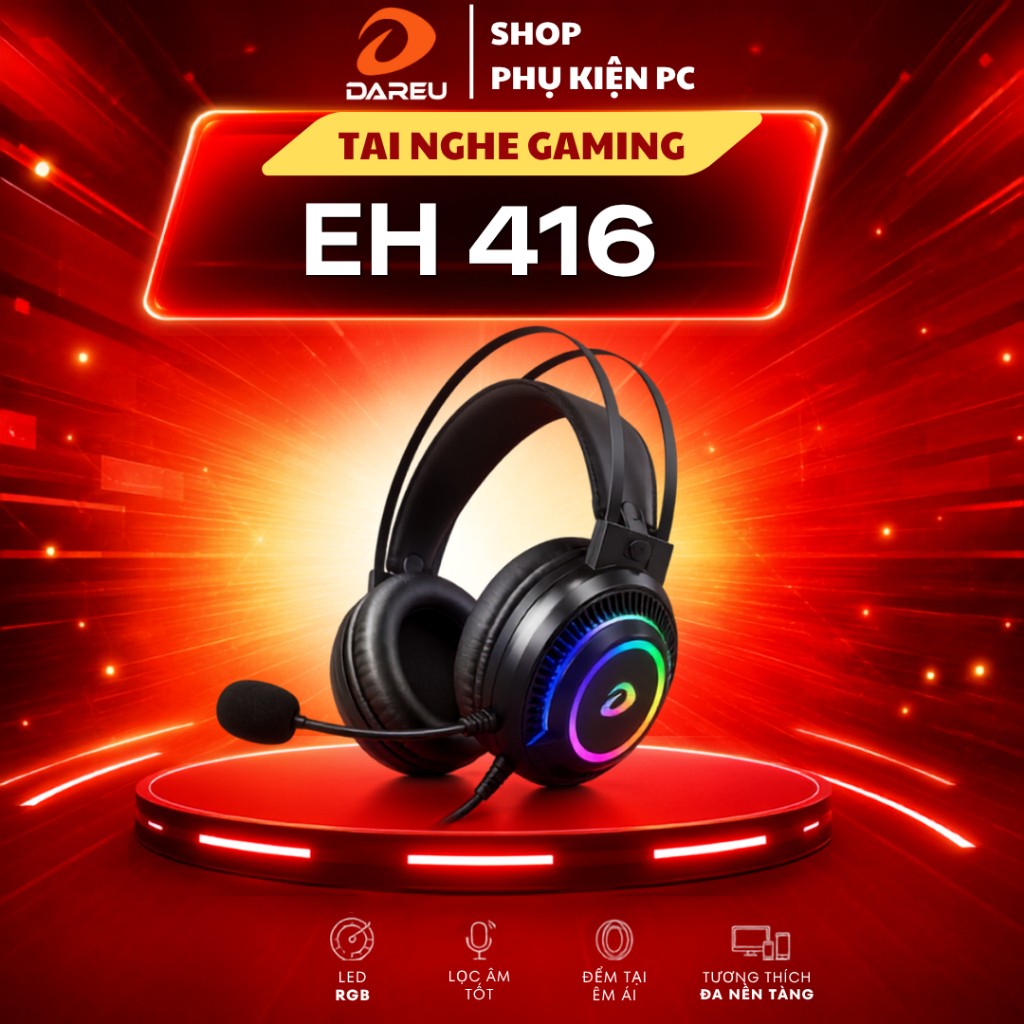 Tai nghe gaming Dareu EH416 RGB LED giả lập 7.1