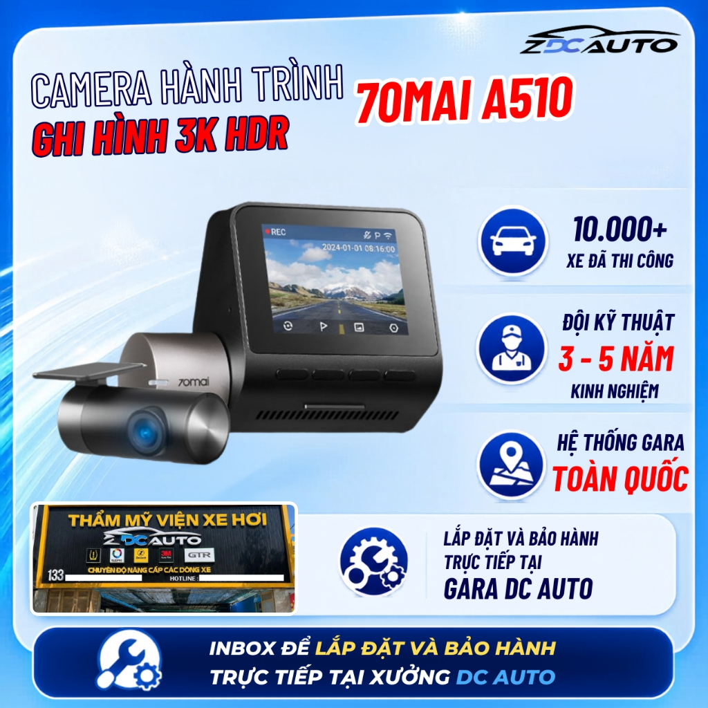 Camera Hành Trình 70mai A510 Ghi Hình 3K HDR Siêu Nét | Chính Hãng | Giá Tốt Nhất
