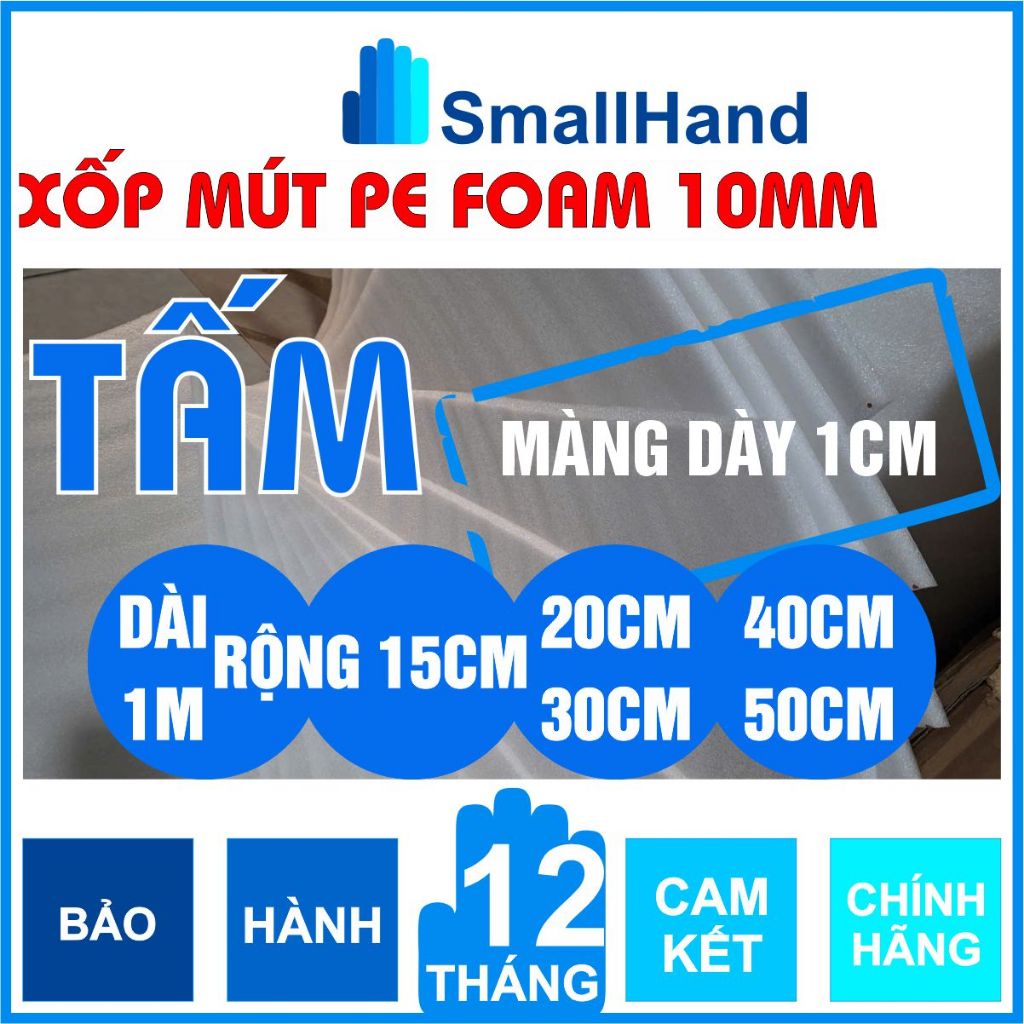 Tấm Xốp mút PE Foam dày 10mm (bản rộng từ 15cm->50cm) x dài 1m dùng chống sốc bọc lót hàng hoá dễ vỡ