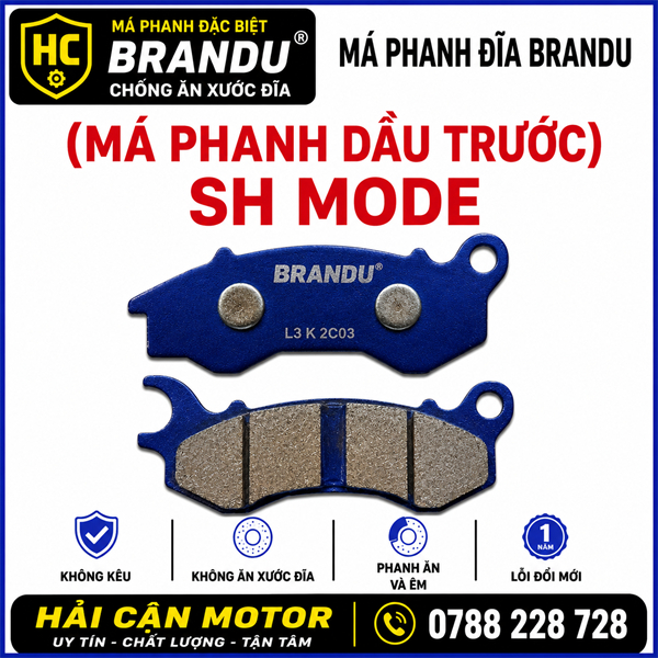 Má phanh đĩa BRANDU cho SH125, SH150, SH160, SH Mode - Phanh bám tốt, bền, chính hãng
