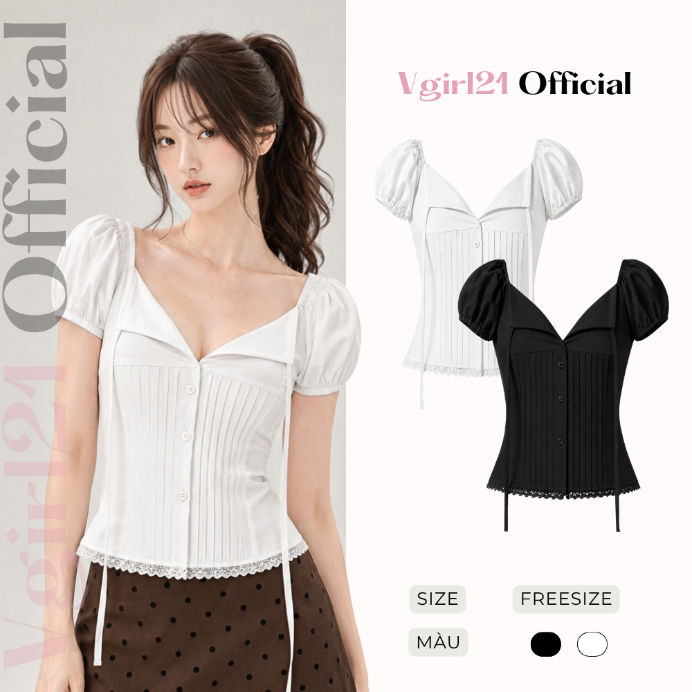 [DEAL MỞ BÁN] YERINTOP - ÁO KIỂU NỮ VGIRL21 TAY PHỒNG, VẠT XẾP LY, TRẺ TRUNG, PHÙ HỢP MẶC HẰNG NGÀY | BigBuy360 - bigbuy360.vn