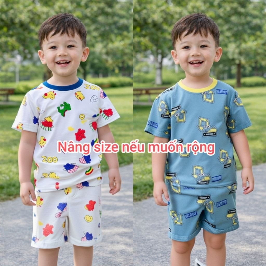 (18-30kg-C4) Bộ cộc tay họa tiết thun lạnh cho bé