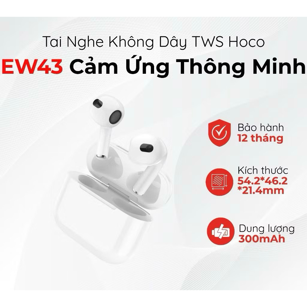 Tai Nghe Bluetooth Hoco EW43 - Bluetooth 5.3, Cảm Ứng Thông Minh
