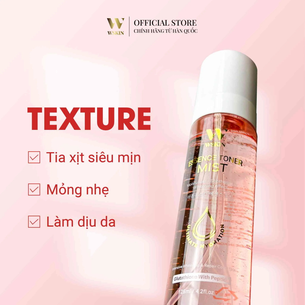 Xịt khoáng tinh chất Wskin Essence Toner Mist dưỡng sáng và làm dịu da nhạy cảm chính hãng Hàn Quốc 