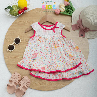 Bộ tole lanh sát nách cổ ren cho bé gái size 7-18kg- Lavin kids