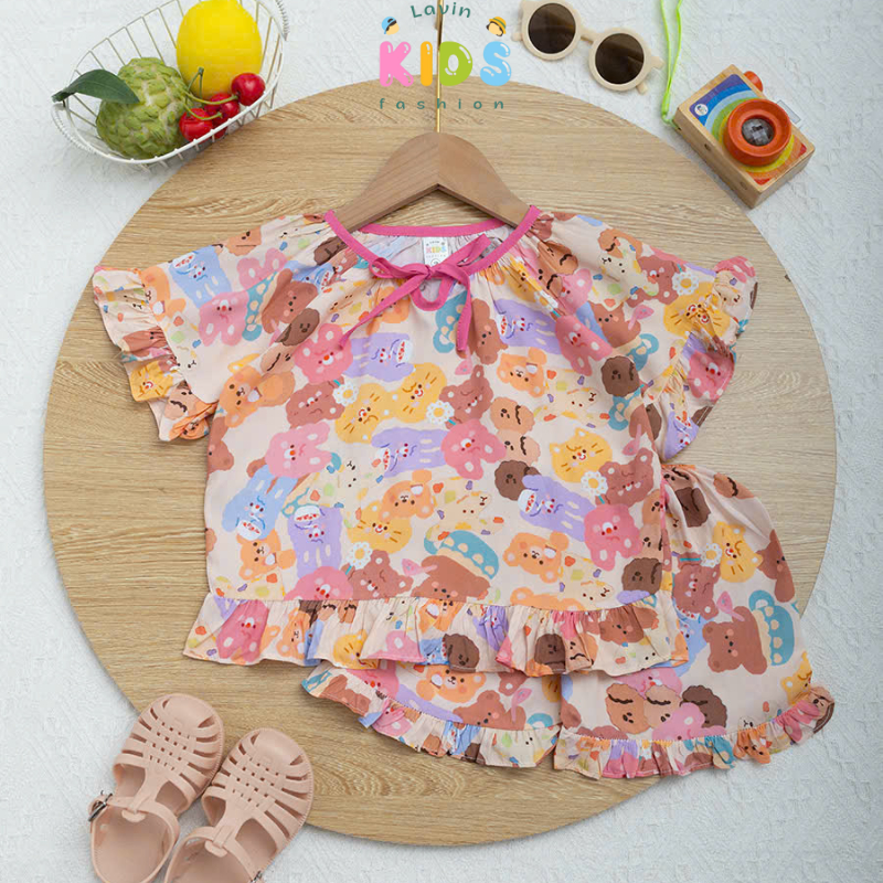 Bộ tole đùi tay raglan cho bé gái size 7-18kg- Lavin Kids