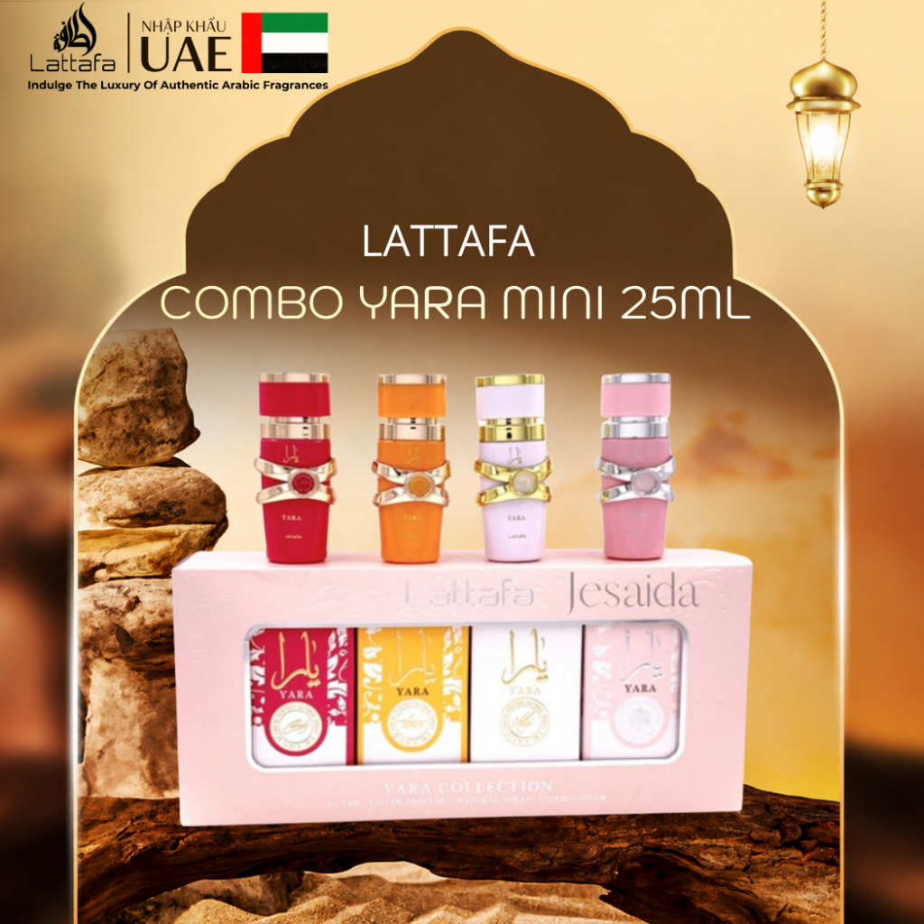 Set 4 Chai Nước Hoa Lattafa Yara Mini Size 25ML - Yara Tous, Yara Candy, Yara & Yara Moi