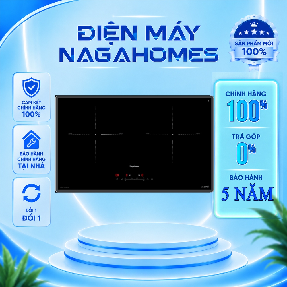 [Miễn Phí Lắp Đặt ] Bếp Đôi Điện Từ UltraSlim NK2C22MB 4700W - Kính Kanger Vát Cạnh, 2 Vùng Nấu, Mal