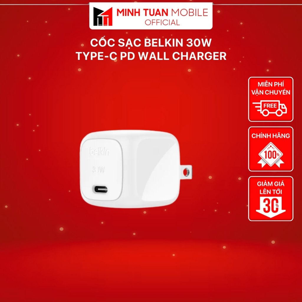Cốc Sạc Belkin 30W Type-C PD Wall Charger