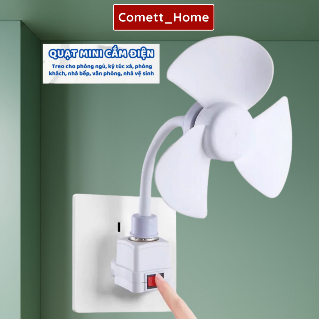 Quạt Trần E27 Mini 2 Chấu Hiện Đại 3 Cánh Gió Công Suất 10W Động Cơ Êm…