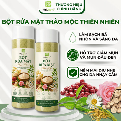 Bột Rửa Mặt Thiên Nhiên Làm Sạch Sâu Bã Nhờn Giảm Mụn Sáng Da Mềm Mại Cho Da Nhạy Cảm Hapuganic 100g