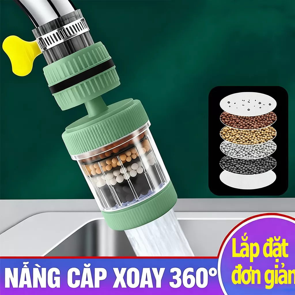 Đầu Vòi Lọc Nước 6 Tầng Lọc Cặn Bẩn, Vỉ Khuẩn Sử Dụng Dễ Dàng - Đầu Lọc Nước Trực Tiếp Tại Vòi 6 Tần
