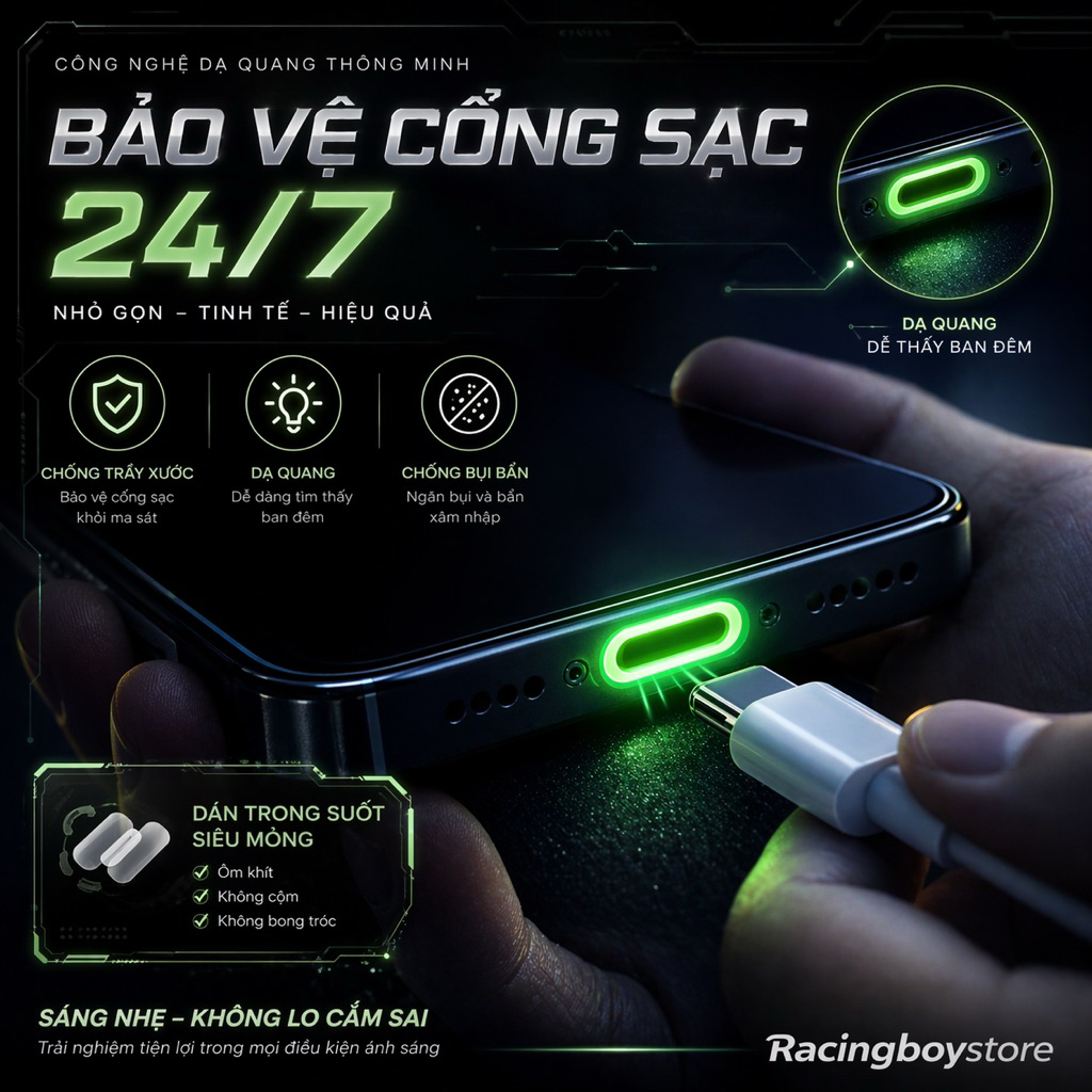 10 Miếng Dán Chống Trầy ,Dán Bảo Vệ Cho Cổng Sạc Ip, Android Type-C