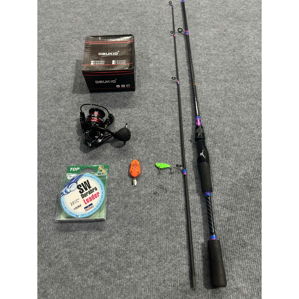 Combo Cần Câu Lure Croco.dile & Máy FS2000, Tặng Đầy Đủ Phụ Kiện, Câu Lóc Chẽm, Giá Rẻ Cho Người Mới