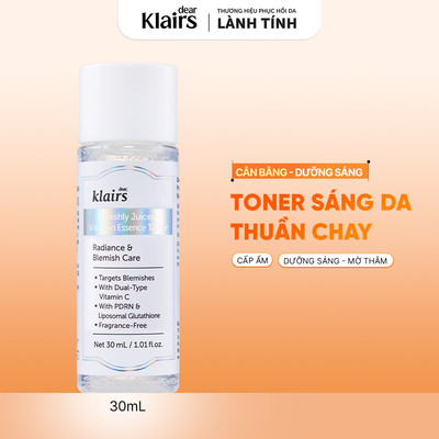 [Minisize] Nước hoa hồng Dear, Klairs Freshly Juiced Vitamin Essence Toner hỗ trợ làm sáng da 30ml